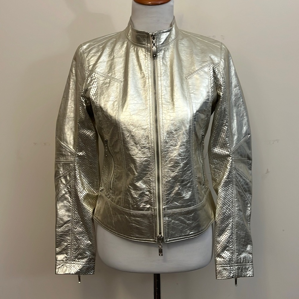 SAMPLE Victoria's Secret gold/Silver Leather Jacket